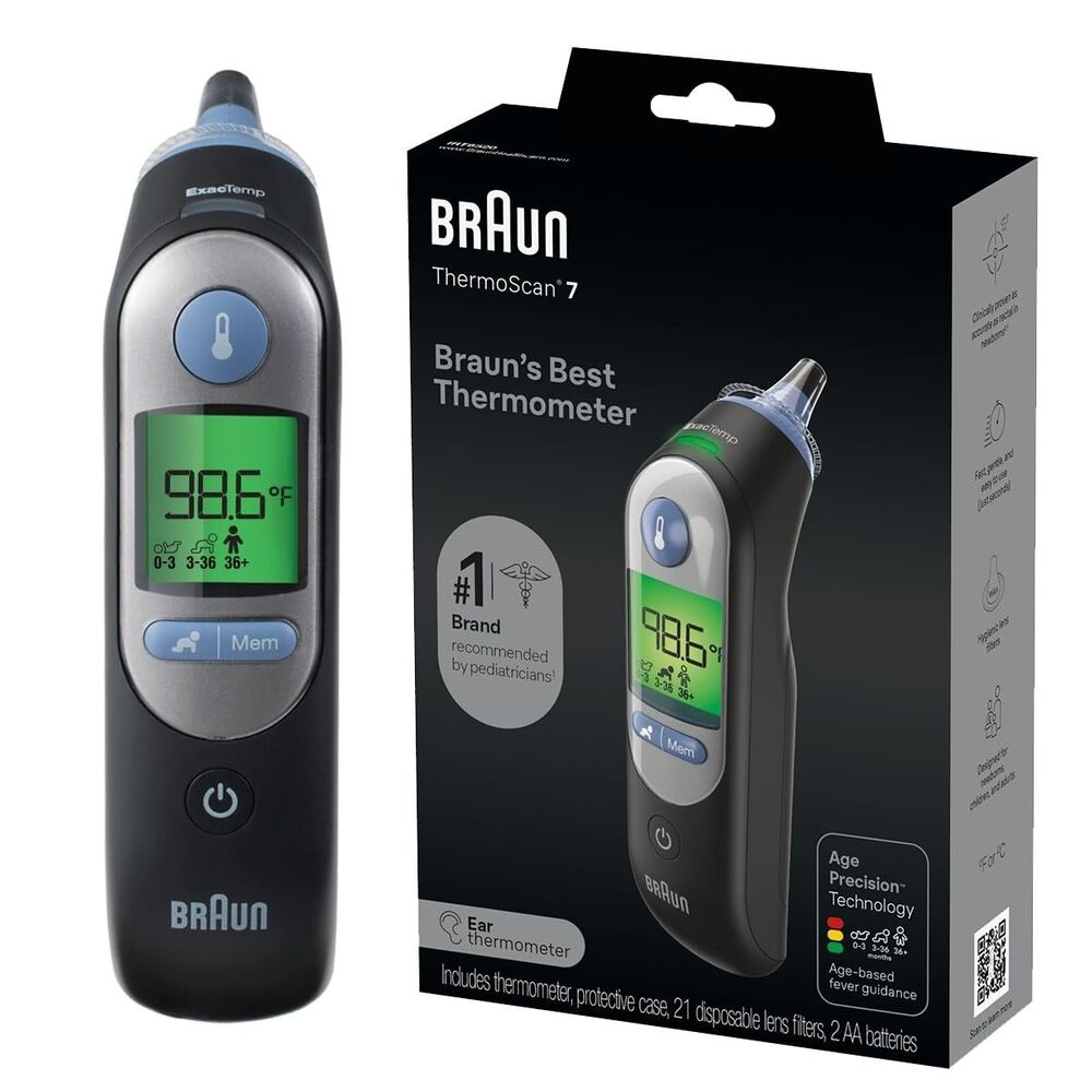 Braun Adults, Babies & Infants ThermoScan 7 Digital Ear Thermometer NO LENS